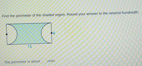 Find the perimeter of the shaded region. Round your answer to the nearest hundredth. 6, 13