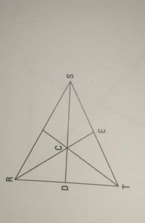 If point C is the centroid of triangle RST and SD = 21, find SC. show your work.