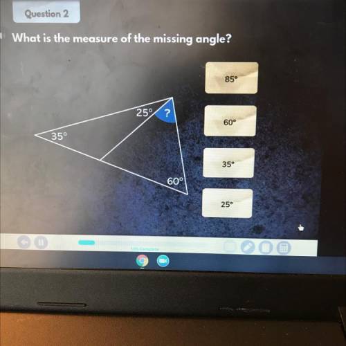 What is the measure of the missing angle in this angle