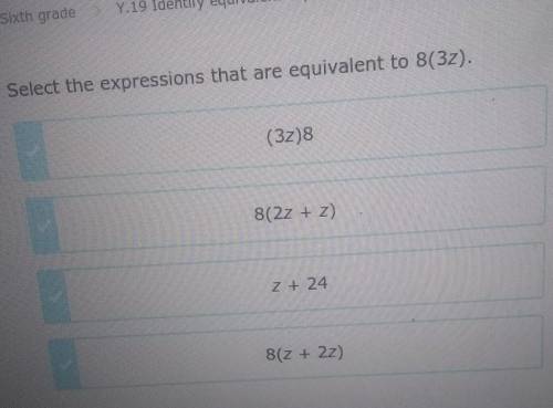 Which expression is equivalent to 8(3z)