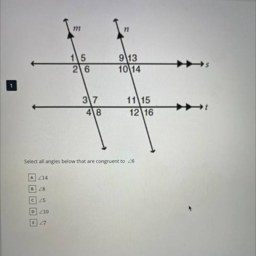 Select all angles below that are congruent to <6