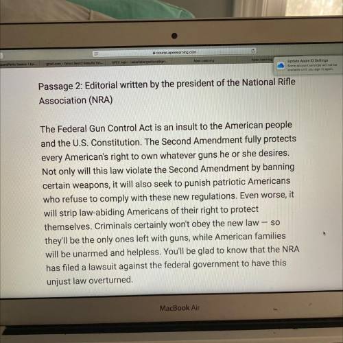 Read each example of political communication related to a fictional gun control law and fill out t