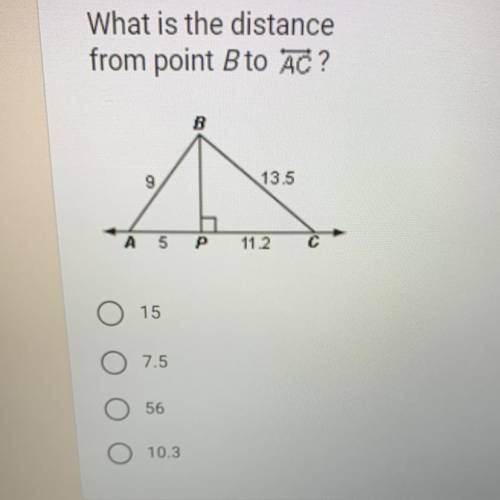 What is the distance
from point B to AC?