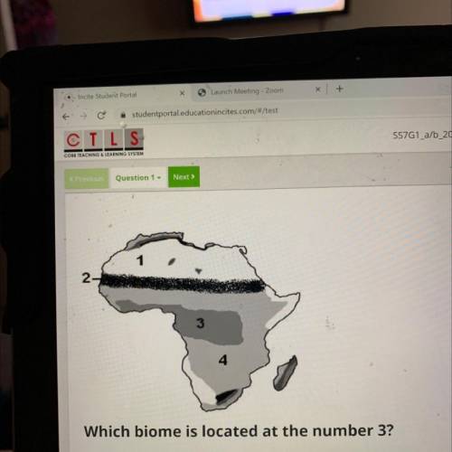 Which biome is located at the number 3?

Savanna
B.
Sahel
C.
Sahara Desert
D. Rain Forest