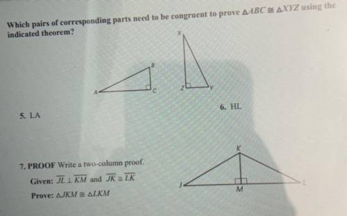 Proving Right Triangles Congruent 
Need Help Answering these!
Zoom in for better quality