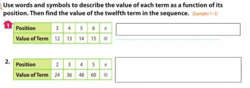 Use words and symbols to describe the value of each term as a function of its position. Then find t