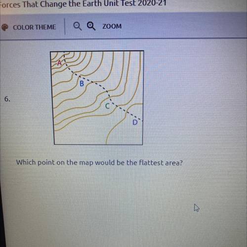 Which point on the map would be the flattest are