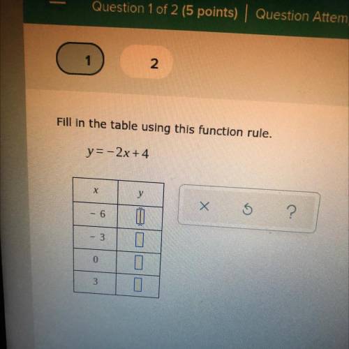 Can you help me fill in the table using function rule?