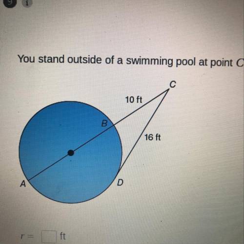 You stand outside a swimming pool at point c calculate the radius of the swimming pool