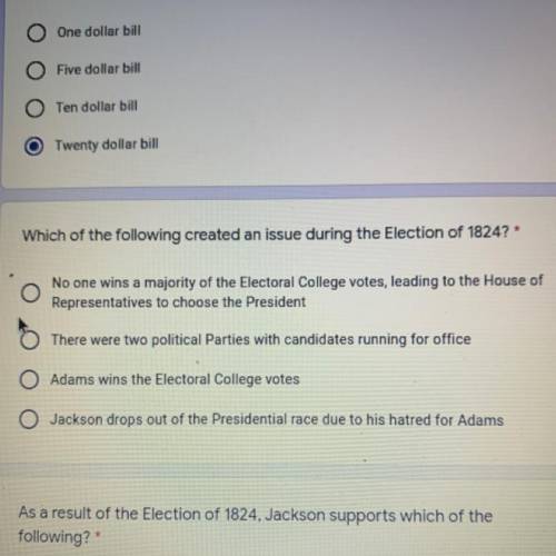 Which of the following created an issue during the election of 1824