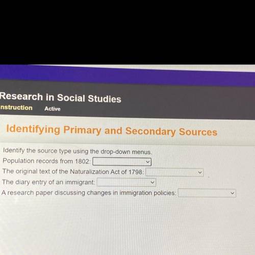 Identifying Primary and Secondary Sources

>
Identify the source type using the drop-down menus