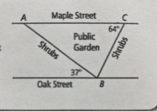 Public garden is located between two parallel streets: Maple Street and Oak Street. the Garden face