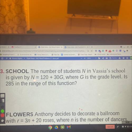 3. SCHOOL The number of students N in Vassia's school

is given by N = 120 + 30G, where G is the g