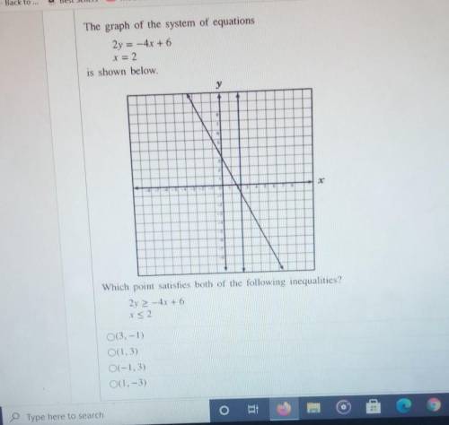 Which point satisfies both of the following inequalities ?