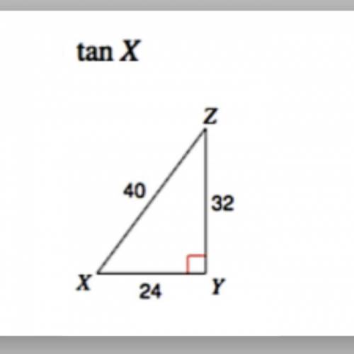 Help please.

What is the right answer ?
tan x=24/40
tan x=32/24
tan x=32/40
Tan x=24/32