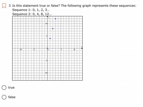 Is this statement true or false? The following graph represents these sequences:

Sequence 1: 0, 1