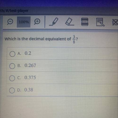 Which is the decimal equivalent to ?