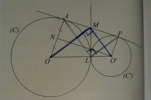 ©

In the following figure, the two circlesC(0,4) and C'(O',2) are tangent externally atpoint L.(M