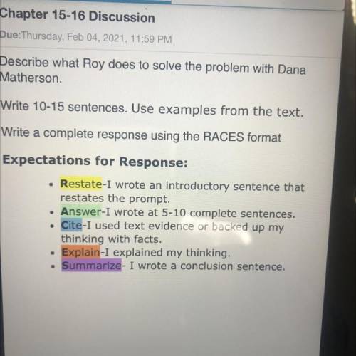 Describe what Roy does to solve the problem with Dana matherson , HOOT , CHAPTER 15-16 DOSCUSSION !