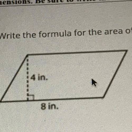 Write the formula for the area of the parallelogram