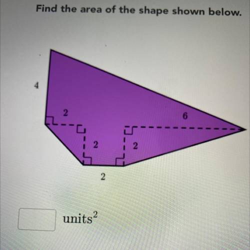 Find the area of the shape shown below.
4
2
6
2
2
units