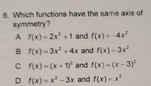 Which function has same axis of symmetry