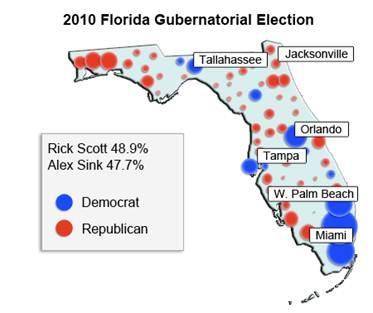 HELP 50 PTS

Democratic voters were mainly concentrated in a few areas while Republican voters wer