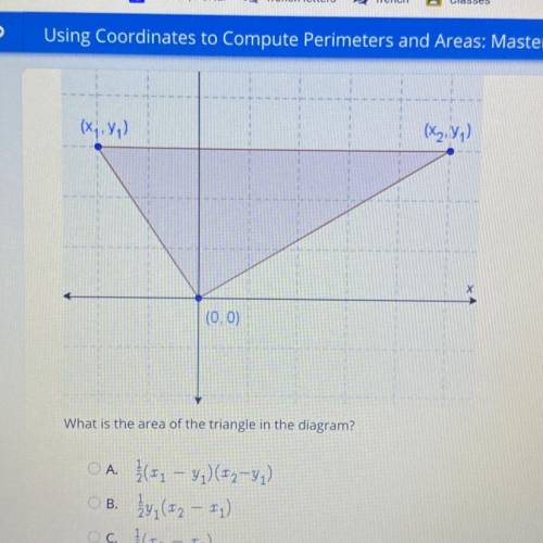 What is the area of the triangle in the diagram?

A. (, - 3)(x2 - y₂)
B. 47 (12 - 1)
c. (az - x)
D