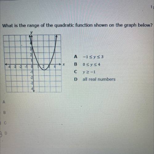 3. What is the range of the quadratic function shown on the graph below?
ده ستA: