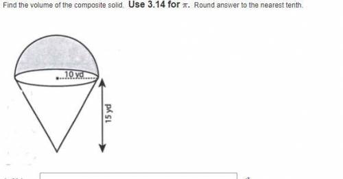 Find the volume of the composite solid. Use 3.14 for π. Round answer to the nearest tenth.