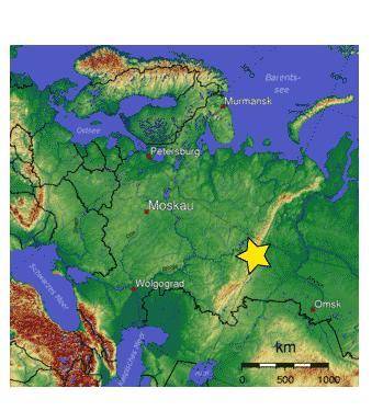 The star on the following map is pinpointing what geographical feature?

The Ural Mountains
The Ca