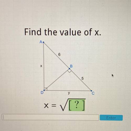 Find the value of x.
As
6
Х
B
5
D
y
С