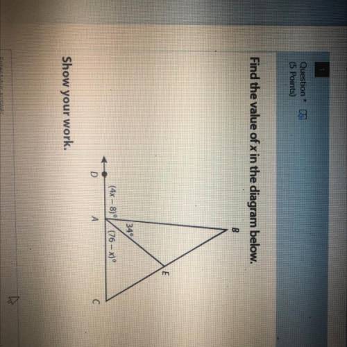 Find the value of the x In The diagram below