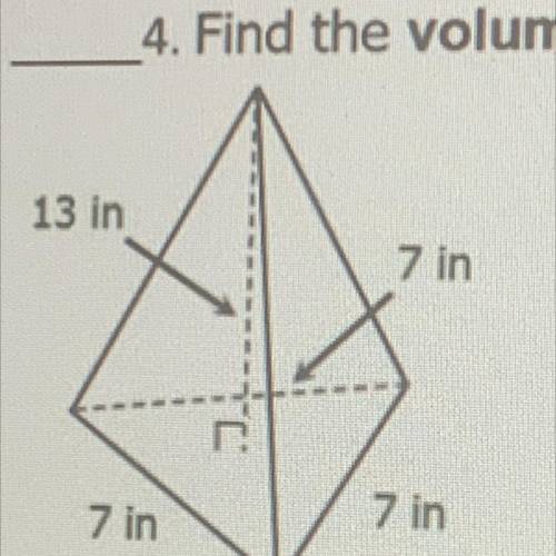 Find the volume of the triangular pyramid below.