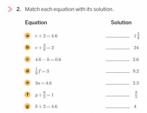 Match each equation with its solution...pls help
