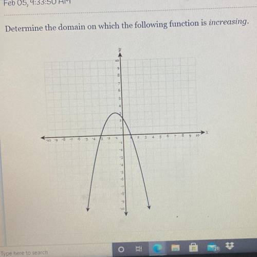 HELP PLEASE!! Determine the domain of which the following function is increasing