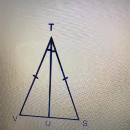 TU bisects VTS, m VTU=38°, VU=7x+4, US=10x-17 Find m TSV and the
value of x.