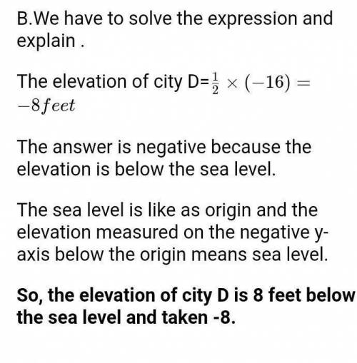 (01.04 MC) The elevation of city A is 80 feet below sea level; the elevation of city C is 16 feet be
