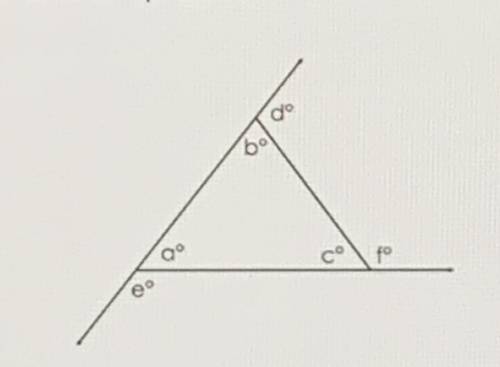 identify the relationship between angles f, b, and a in the above diagram. PLS HELP WILL GIVE POINT