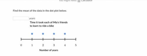 Find the mean of the data in the dot plot below.