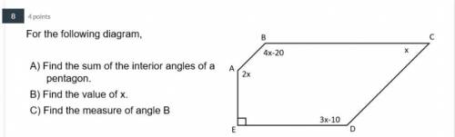 Geometry: Pentagon Problem pls help!
Find the value of x and the measure of b