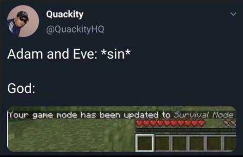 Minecraft Memes 2 - Adam and Eve: *sin* 
God: