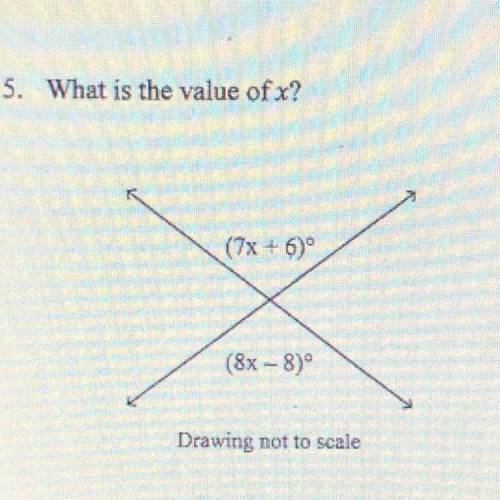 Geometry.

uh plz help I need an explanation as well :(
What is the value of x?
(7x + 6)
(8x – 8)