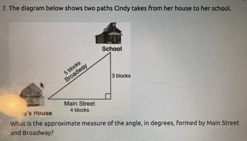 The diagram below shows two paths Cindy takes from her house to her school.

What is the approxima