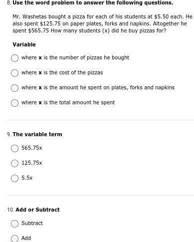 PLEASE HELP ME

Mr. Washetas bought a pizza for each of his students at $5.50 each. He also