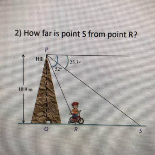 2) How far is point S from point R?