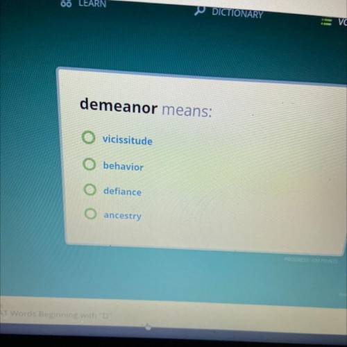 Demeanor means:
Which one of these is it, what does it mean?