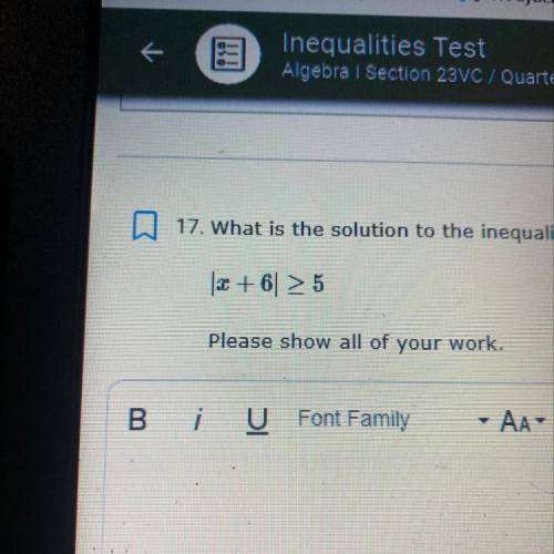 What is the solution to the inequality below? Show all work you did to get the answer please