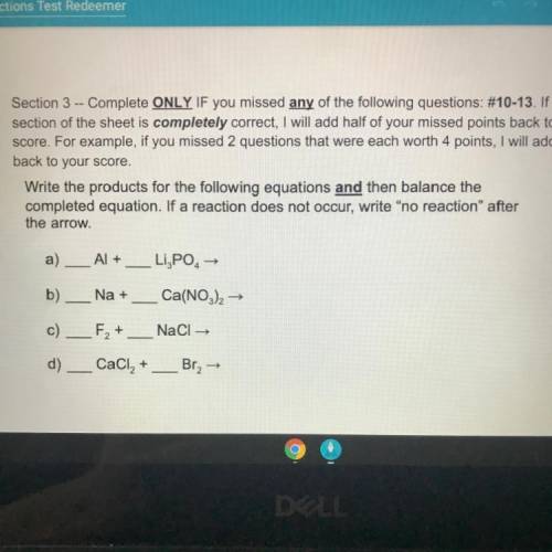Can someone find the product and then balance the complete equation? (If no reaction, type no react