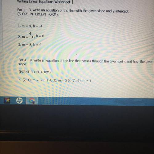 It’s a Writing Linear Equations Worksheet ...please help